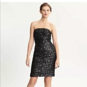 NWT -Banana Republic Black Strapless Sequins Dress